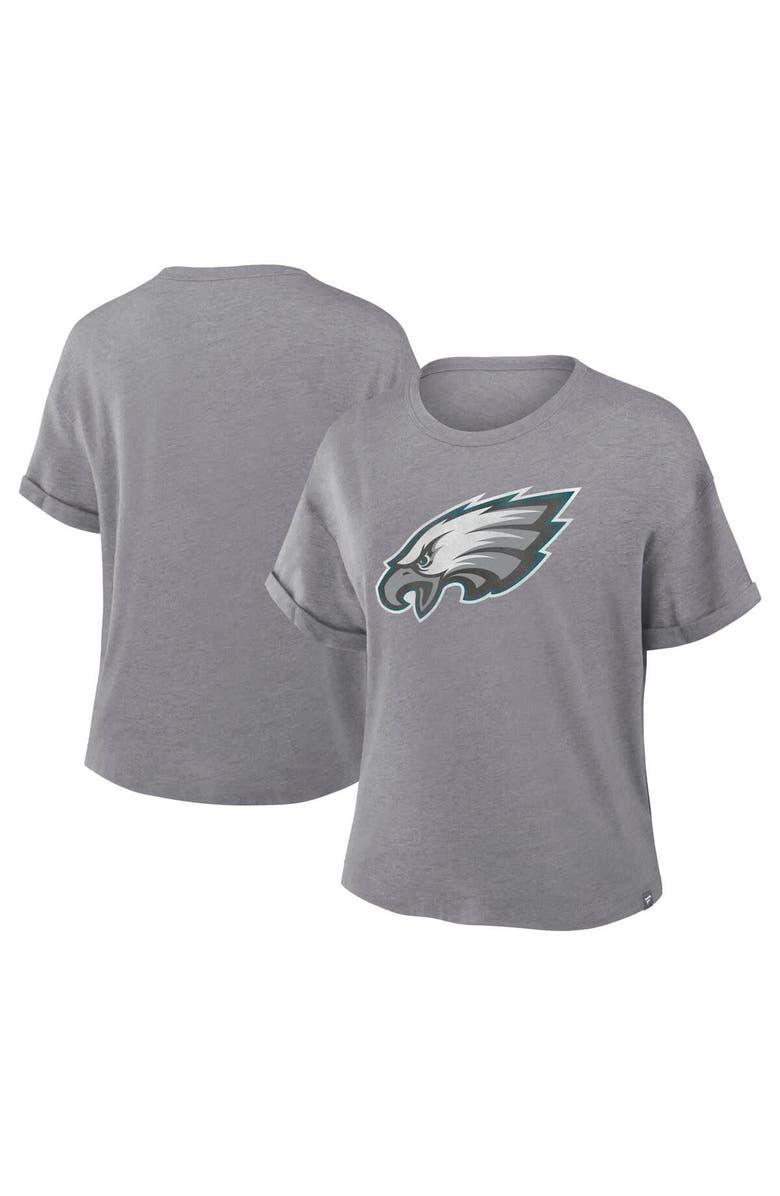 FANATICS Women's Fanatics Heather Gray Philadelphia Eagles Tribute Tri-Blend T-Shirt, Main, color, Heather Gray