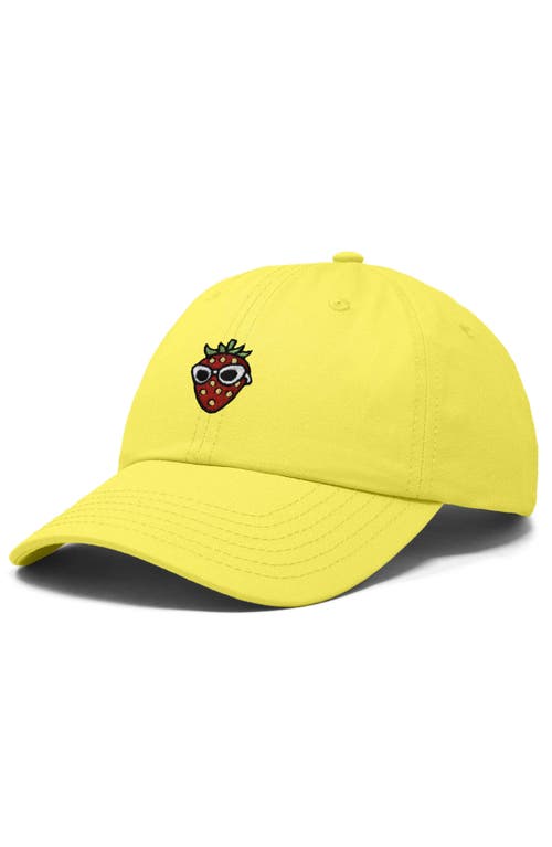 Dalix Strawberry Embroidered Casual Cap In Yellow