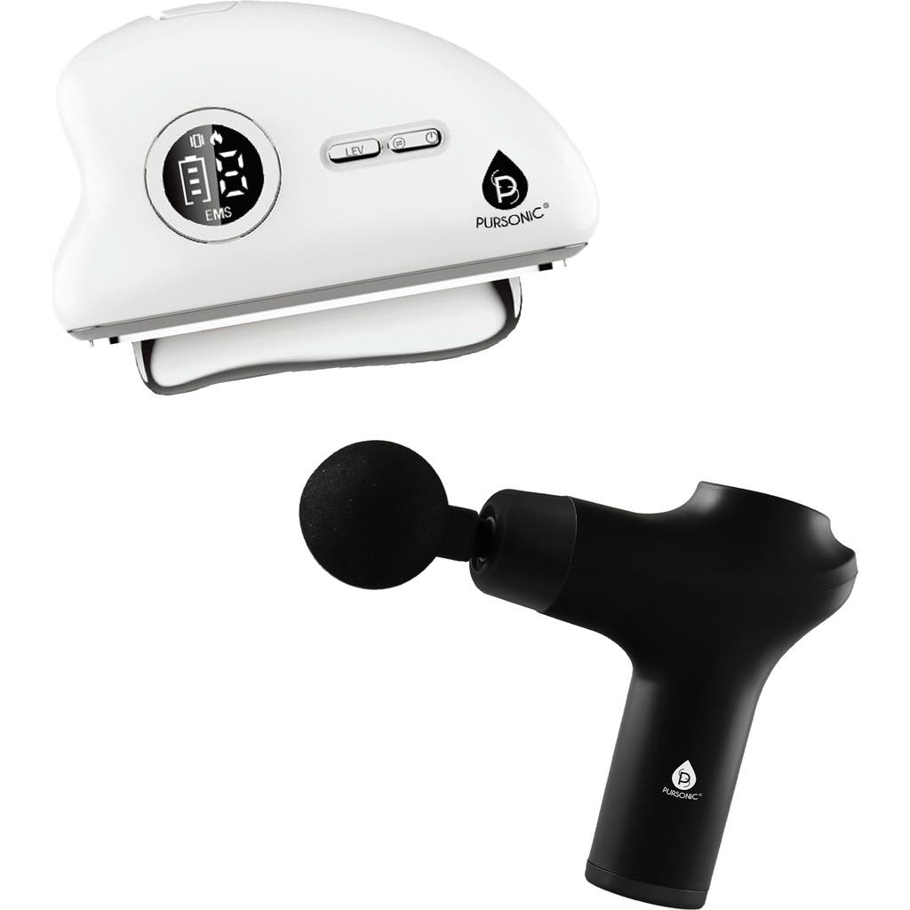 Pursonic Glow & Recovery Bundle 7-in-1 Led Light Therapy Wand + 3-speed Massage Gun In Multi
