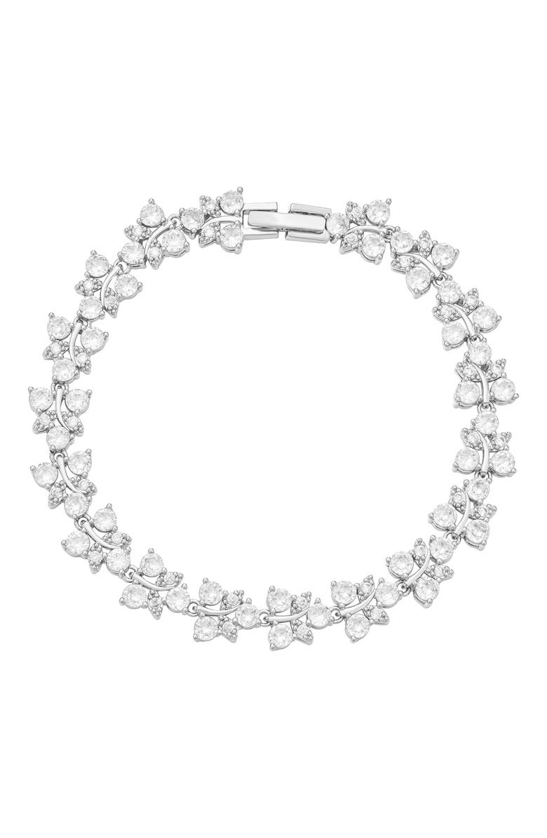 Untamed Petals Charming Crystal Bracelet, Main, color, Silver