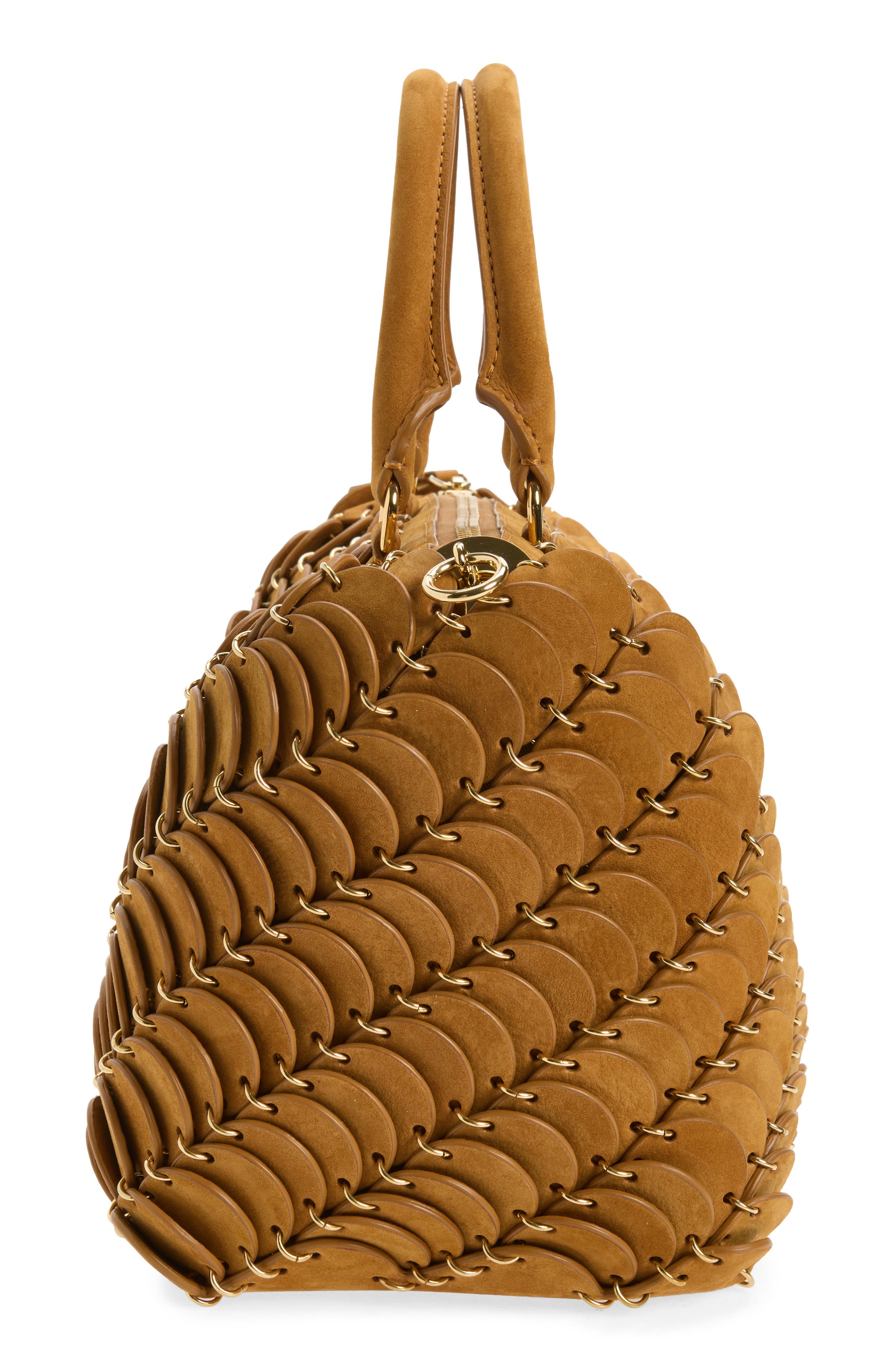Paco Nubuck Leather Boston Bag, Alternate, color, CAMEL / GOLD