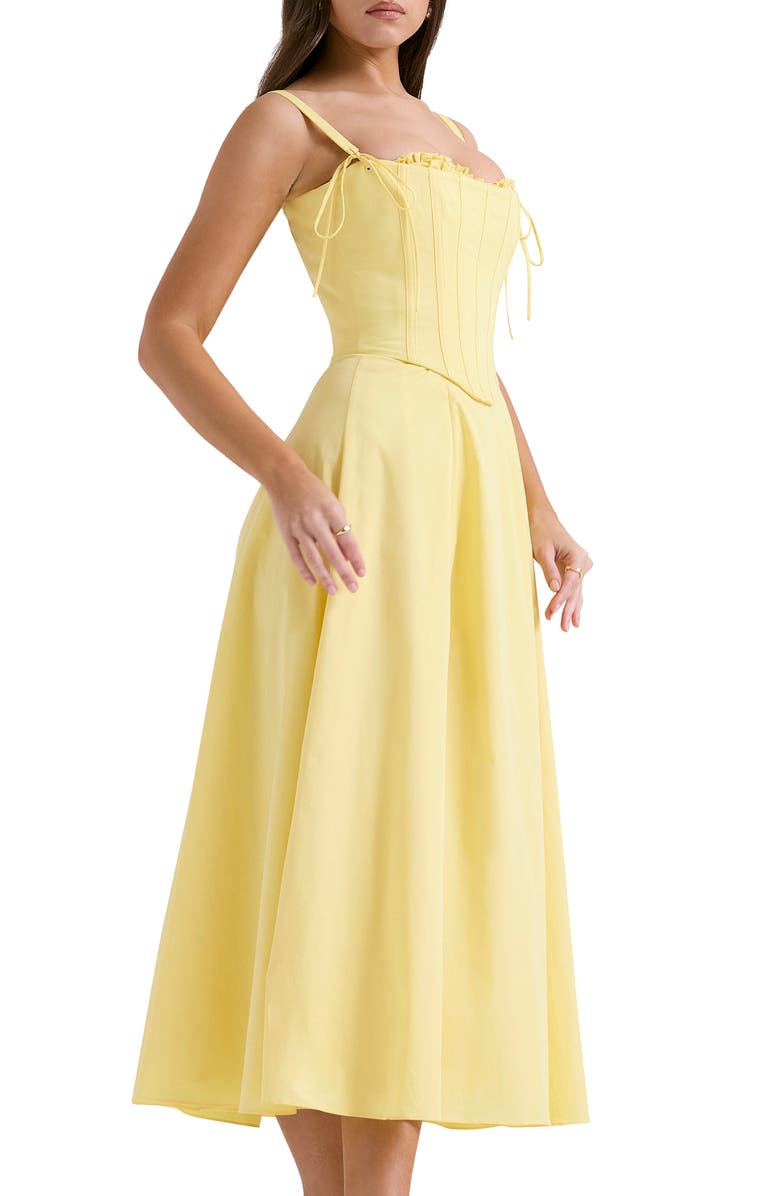 HOUSE OF CB Clarabelle Corset Bodice Pima Cotton Blend Cocktail Dress, Alternate, color, Light Yellow