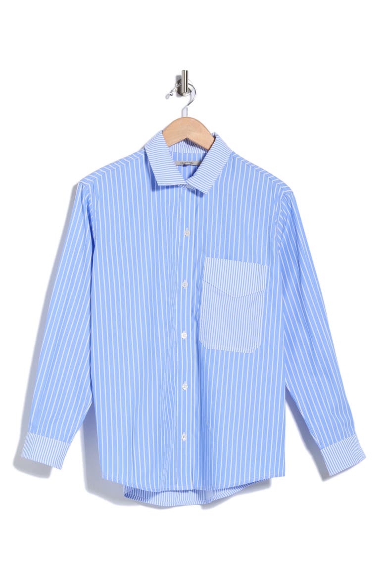 Stripe Oversize Button-Up Shirt, Alternate, color, BLUE STRIPE