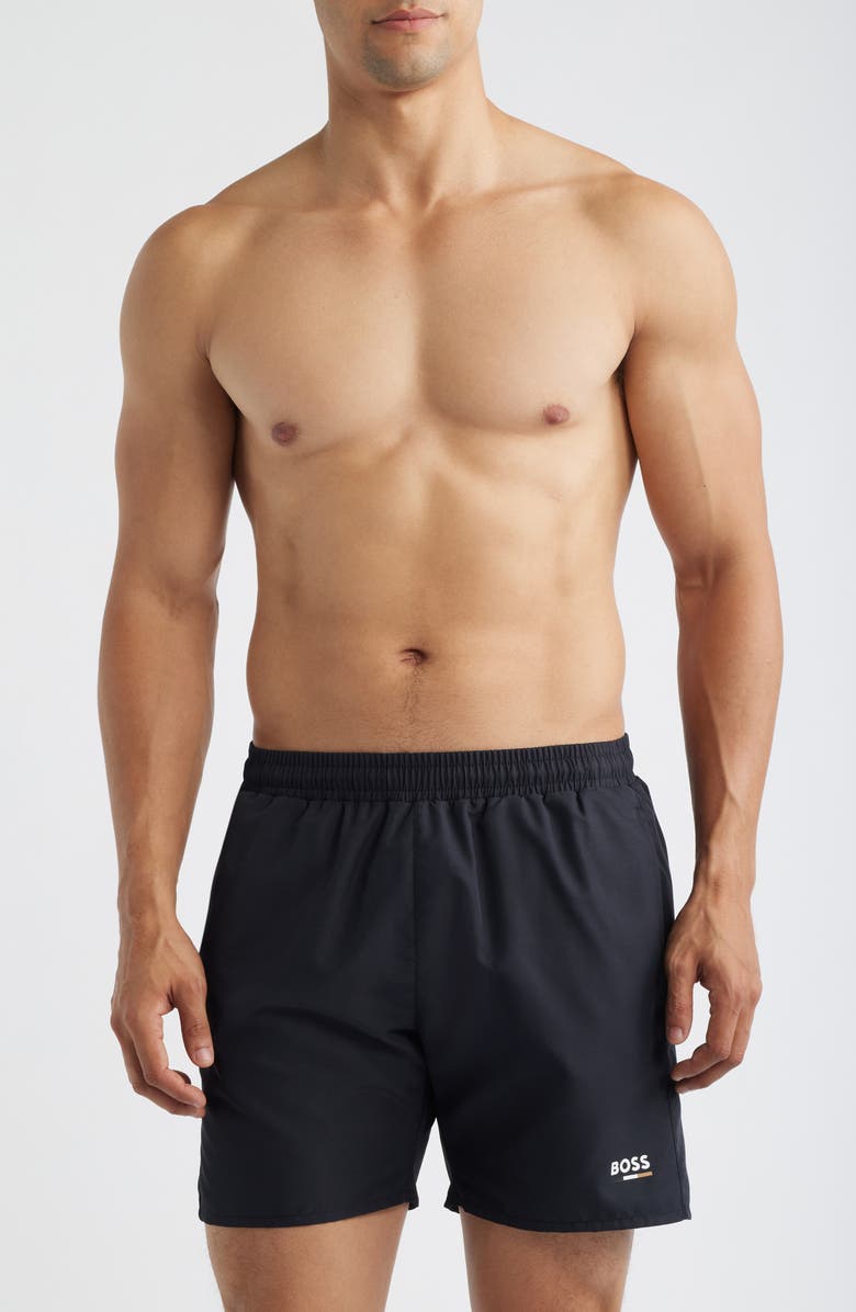 BOSS Swordfish Swim Trunks, Main, color, Black