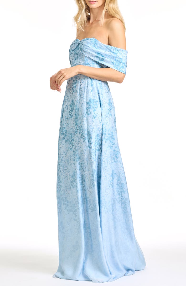 Sachin & Babi Kennedy Floral Print Off the Shoulder Gown, Alternate, color, Ceylon Bouquet