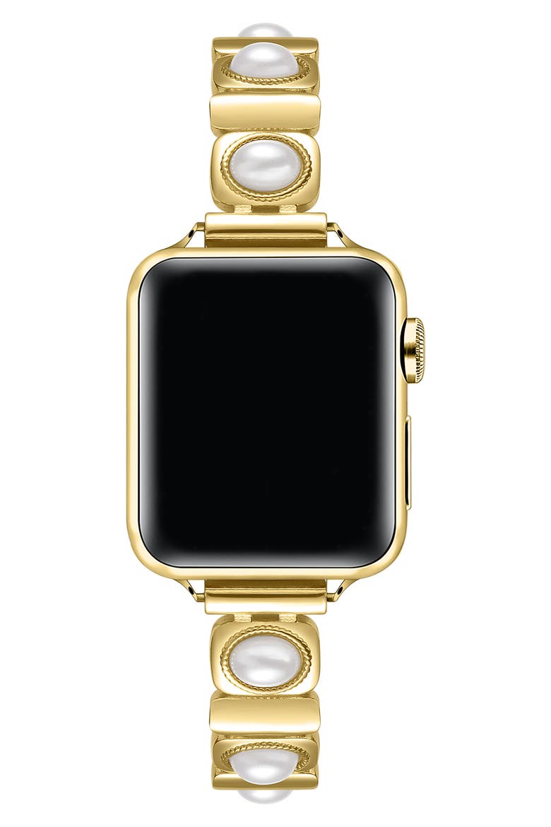 Gaia Imitation Pearl Link Watchband, Alternate, color, PEARL
