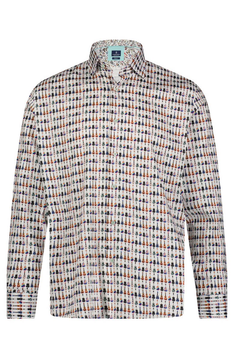 Luchiano Visconti Guitar Print Long Sleeve Shirt, Main, color, 