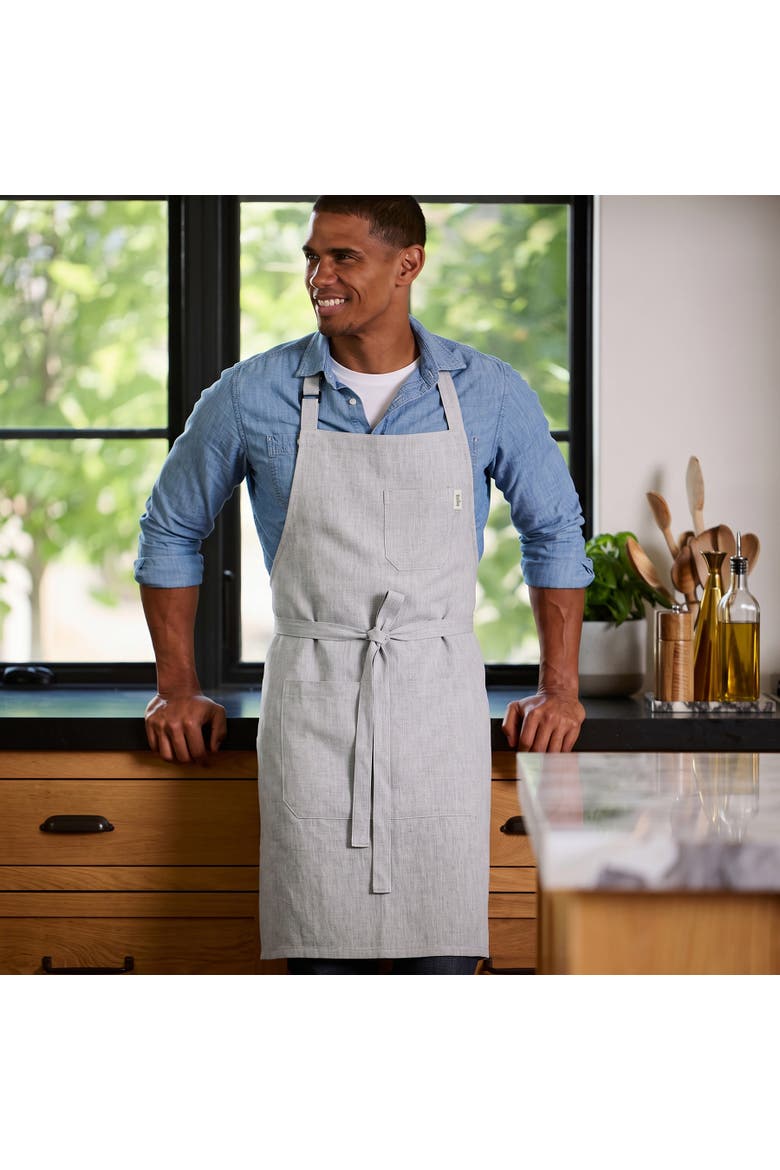 Classic Linen Bib Apron for Men & Women with Front Pockets, Alternate, color, Light Grey
