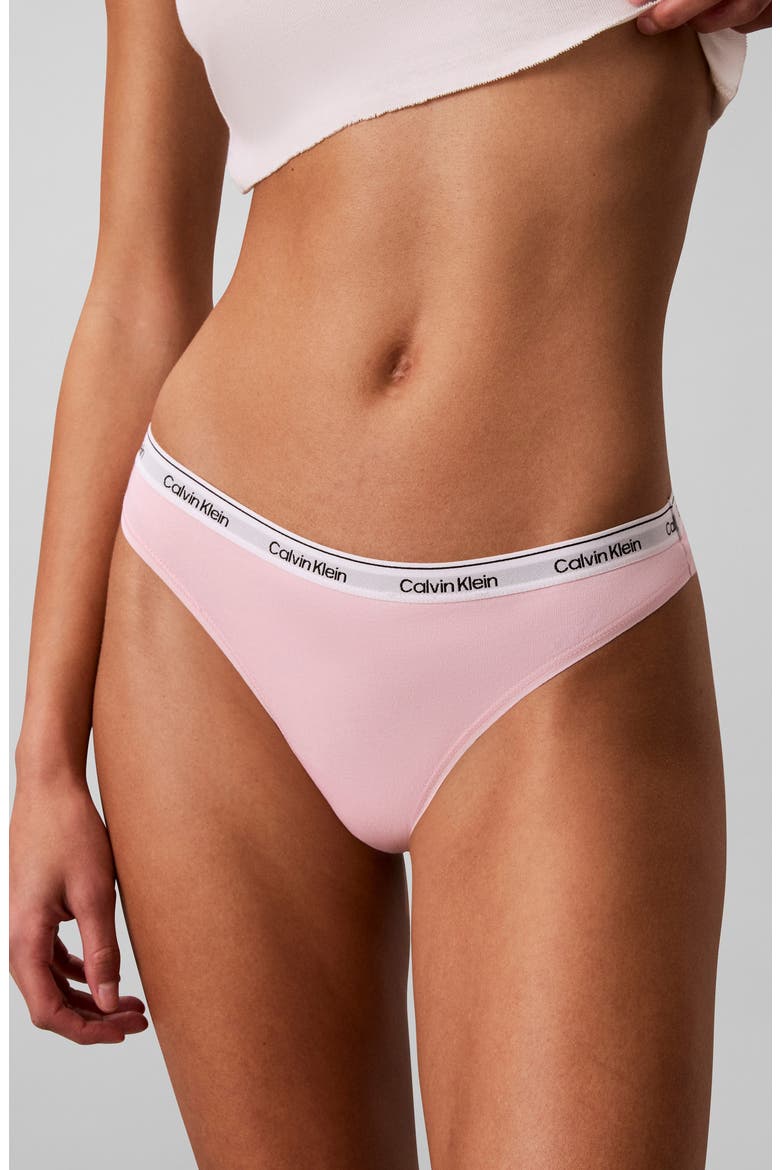 Assorted 5-Pack Cotton Blend Thongs, Main, color, RED/ PINK/ YELLOW/ GREEN/ BLUE