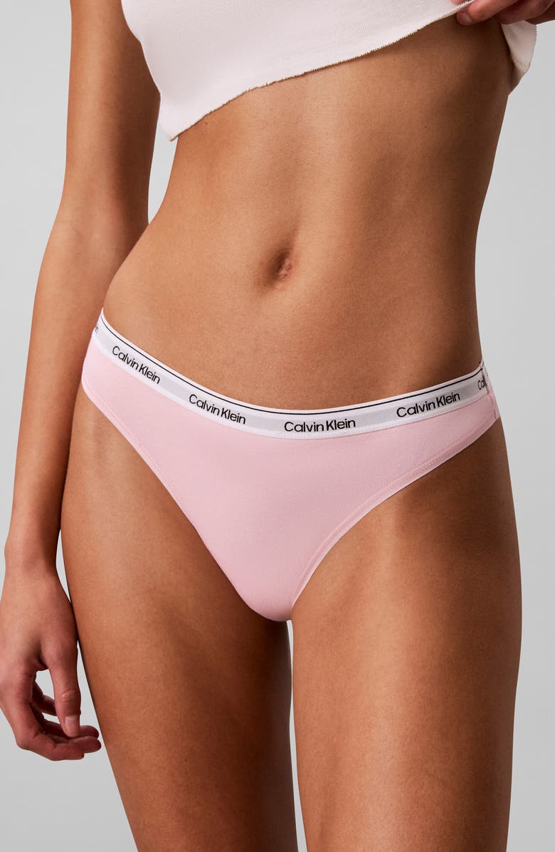 Calvin Klein Assorted 5-Pack Cotton Blend Thongs, Main, color, Red/ Pink/ Yellow/ Green/ Blue
