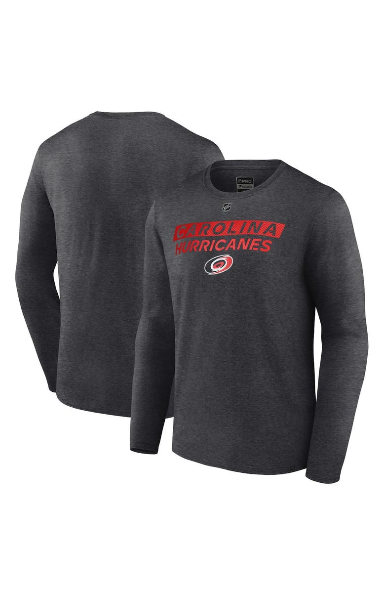 FANATICS Men's Fanatics Heather Charcoal Carolina Hurricanes Authentic Pro Primary Logo Long Sleeve T-Shirt, Main, color, 