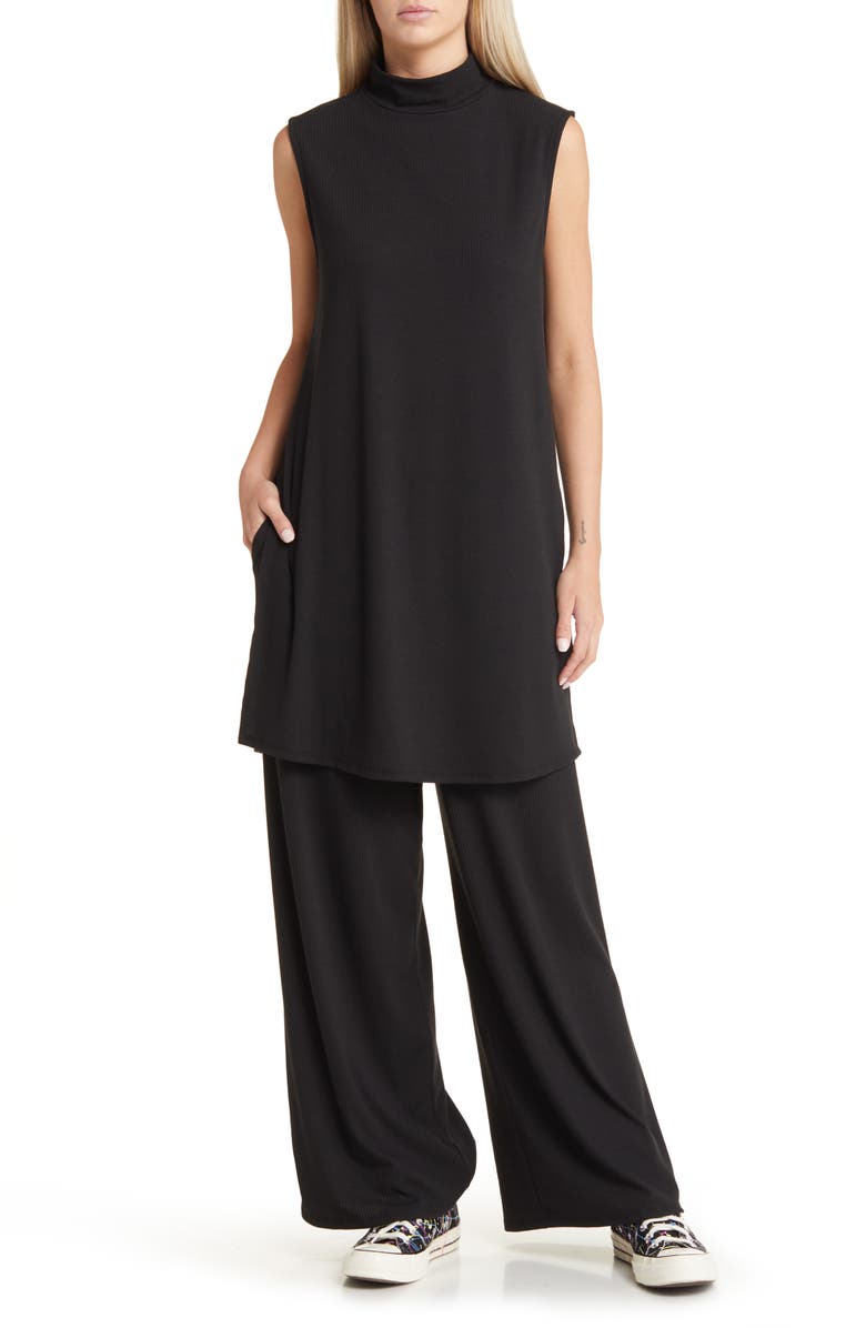 Dressed in Lala Gigi Sleeveless Top & Wide Leg Pants Set, Main, color, Black
