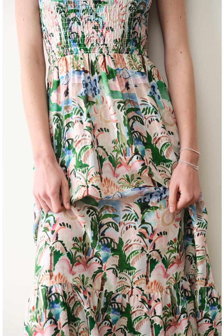 Selene Floral Maxi Dress, Alternate, color, WATERCOLOR PALM