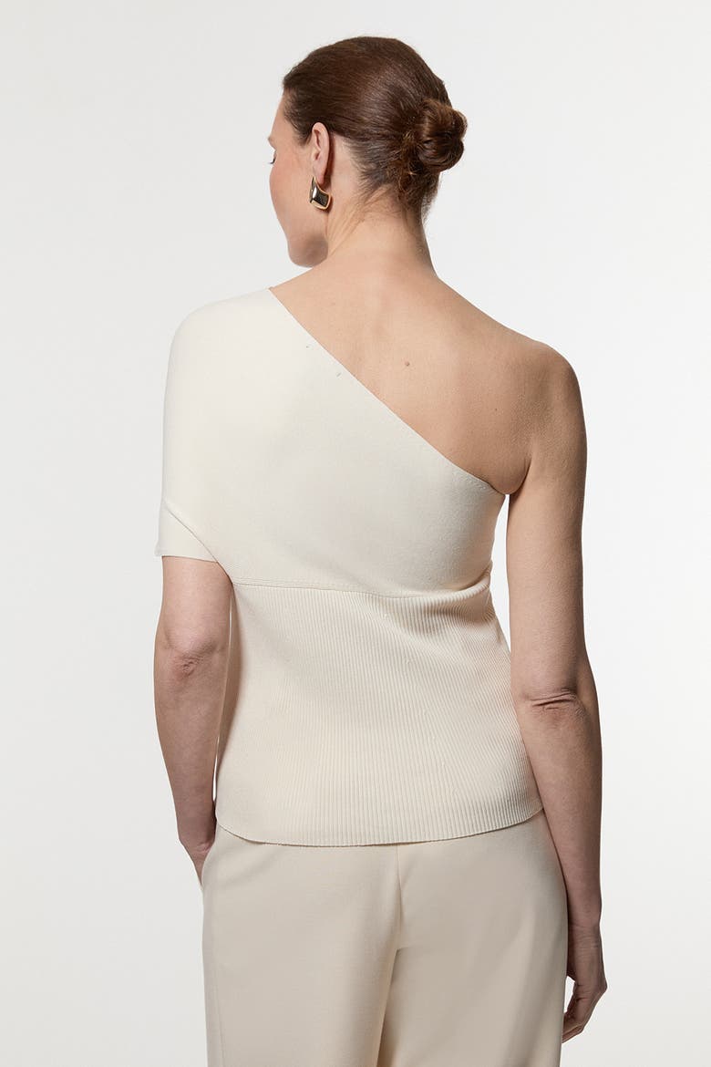 Knitted One Shoulder Top, Alternate, color, Cream