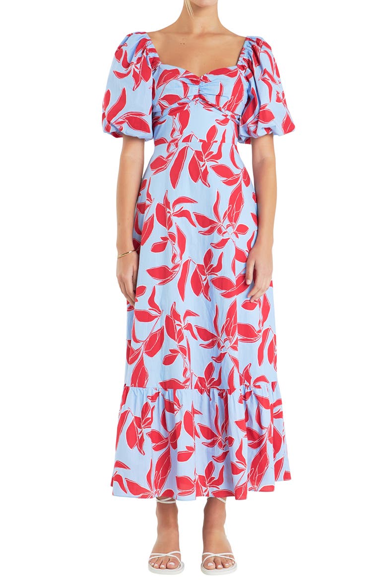 Tie Back Maxi Dress, Alternate, color, BLUE MULTI