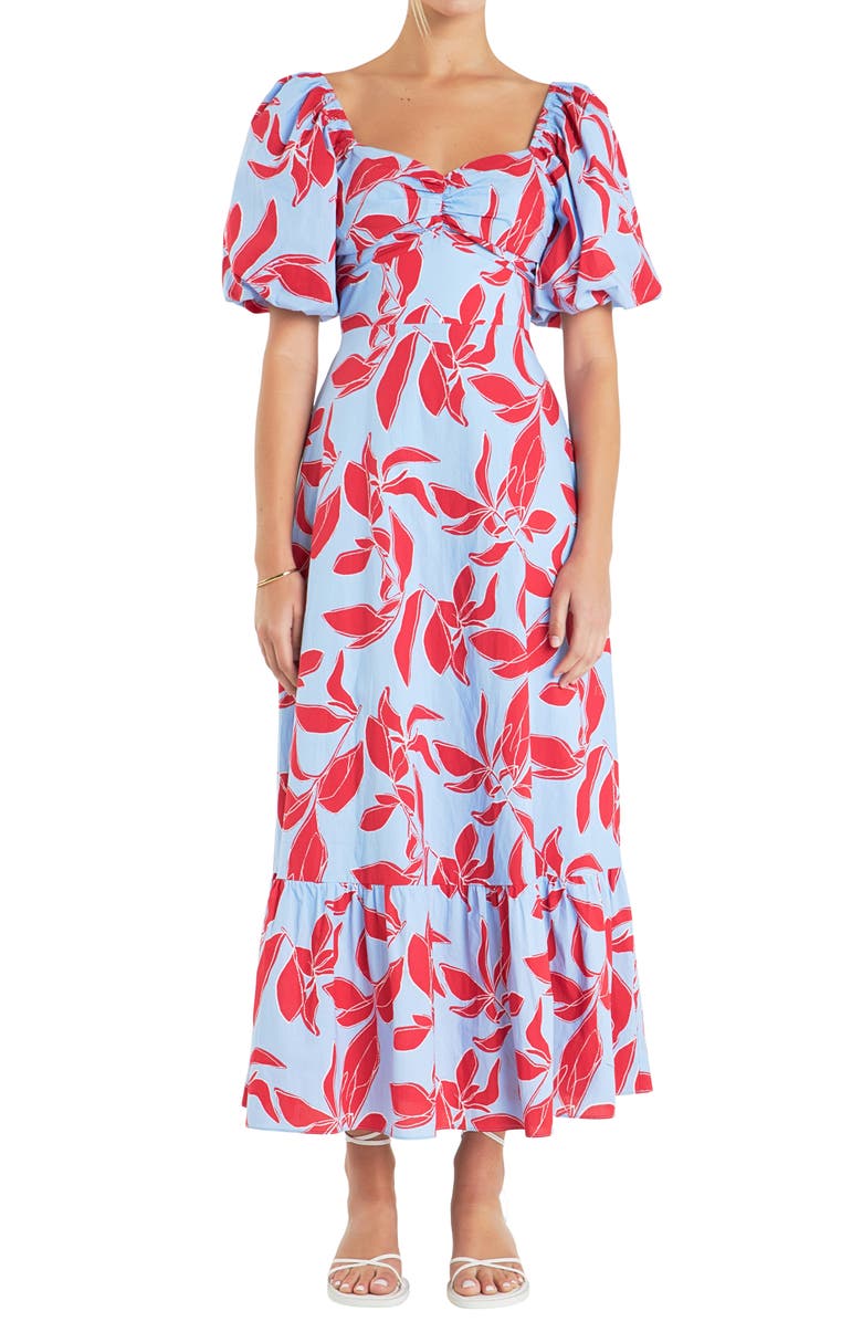 English Factory Tie Back Maxi Dress, Alternate, color, Blue Multi