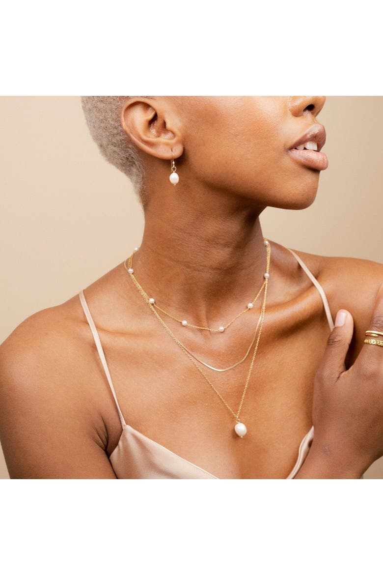Long Pearl Pendant Necklace, Alternate, color, White/Gold