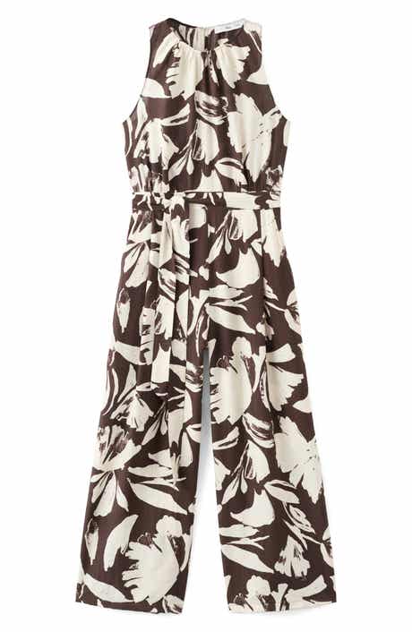 Wide Leg Floral Crop Jumpsuit