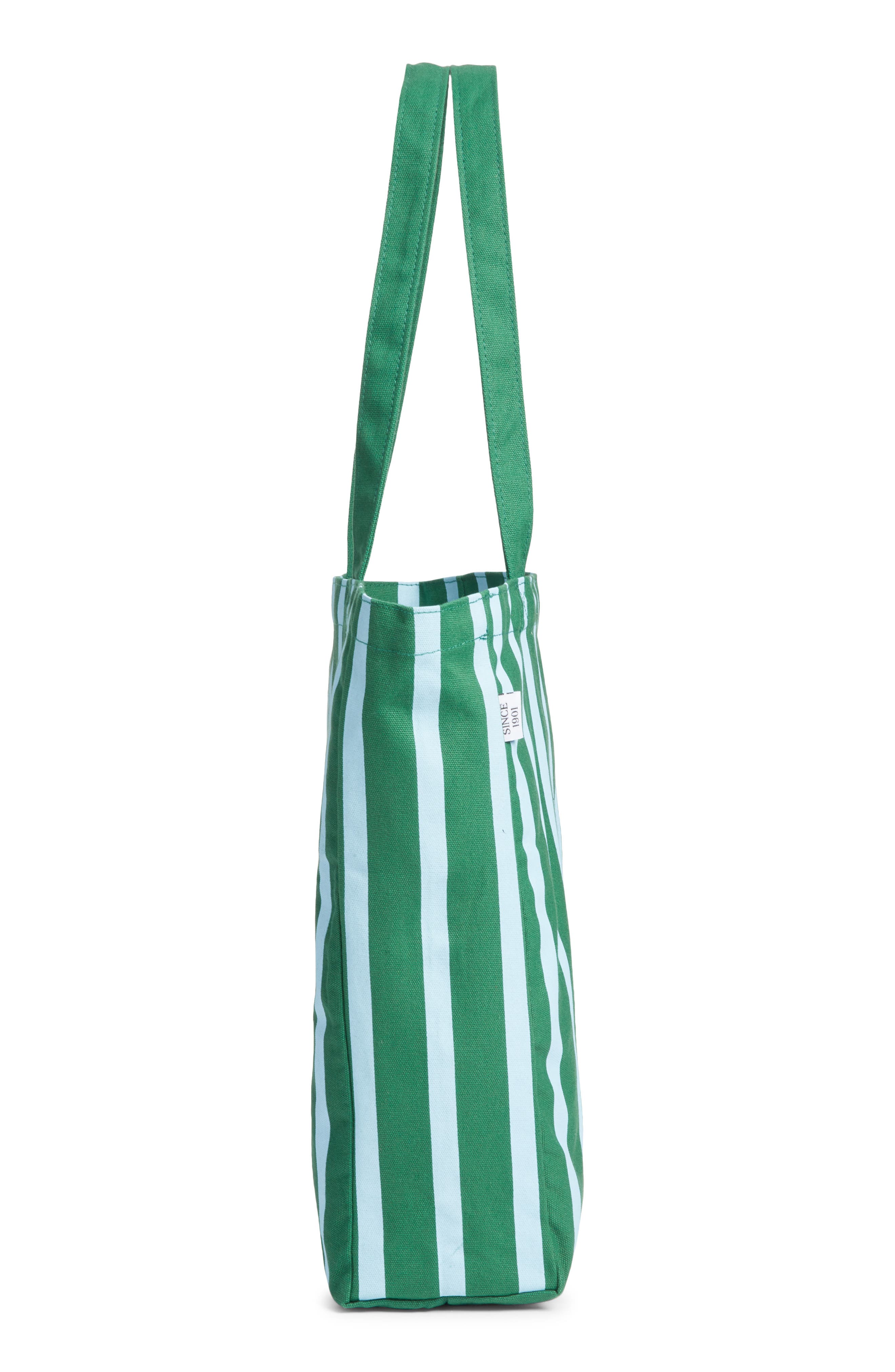 Large 125th Anniversary Tote, Alternate, color, GREEN- TEAL LILY STRIPE