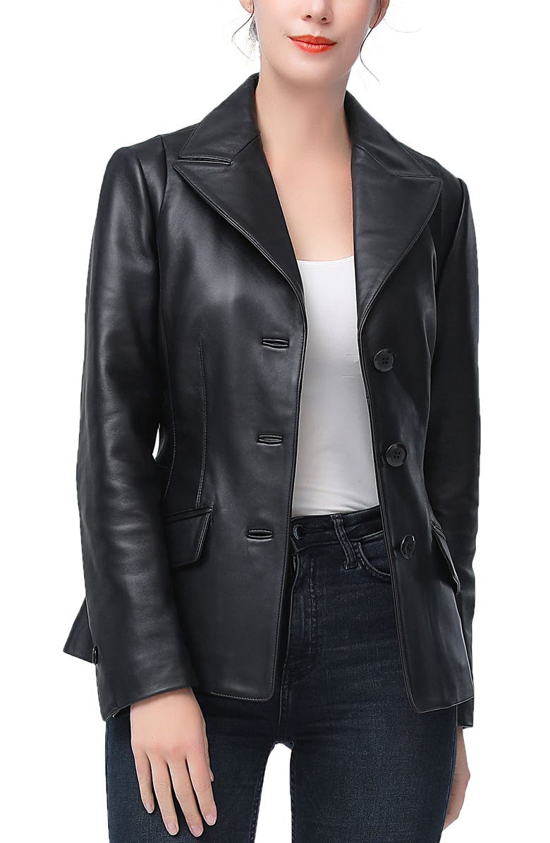 Kimi & Kai Mya Leather Blazer, Alternate, color, Black