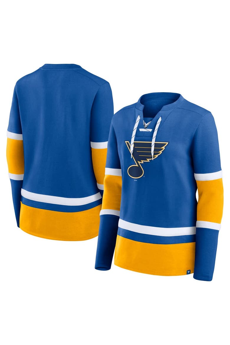 Women's Fanatics Blue St. Louis Blues Prime Time Lace-Up Long Sleeve T-Shirt, Main, color, Blue