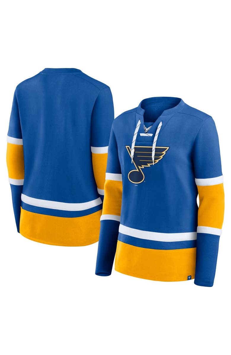 FANATICS Women's Fanatics Blue St. Louis Blues Prime Time Lace-Up Long Sleeve T-Shirt, Main, color, Blue
