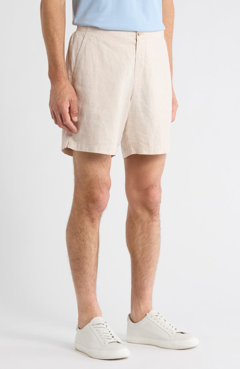 Nordstrom Flat Front Linen Chino Shorts, Alternate, color, Beige Pumice