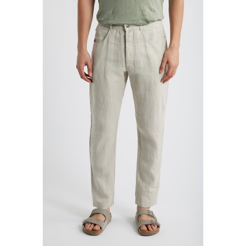 Alex Crane Cham Linen Straight Leg Pants In Bone
