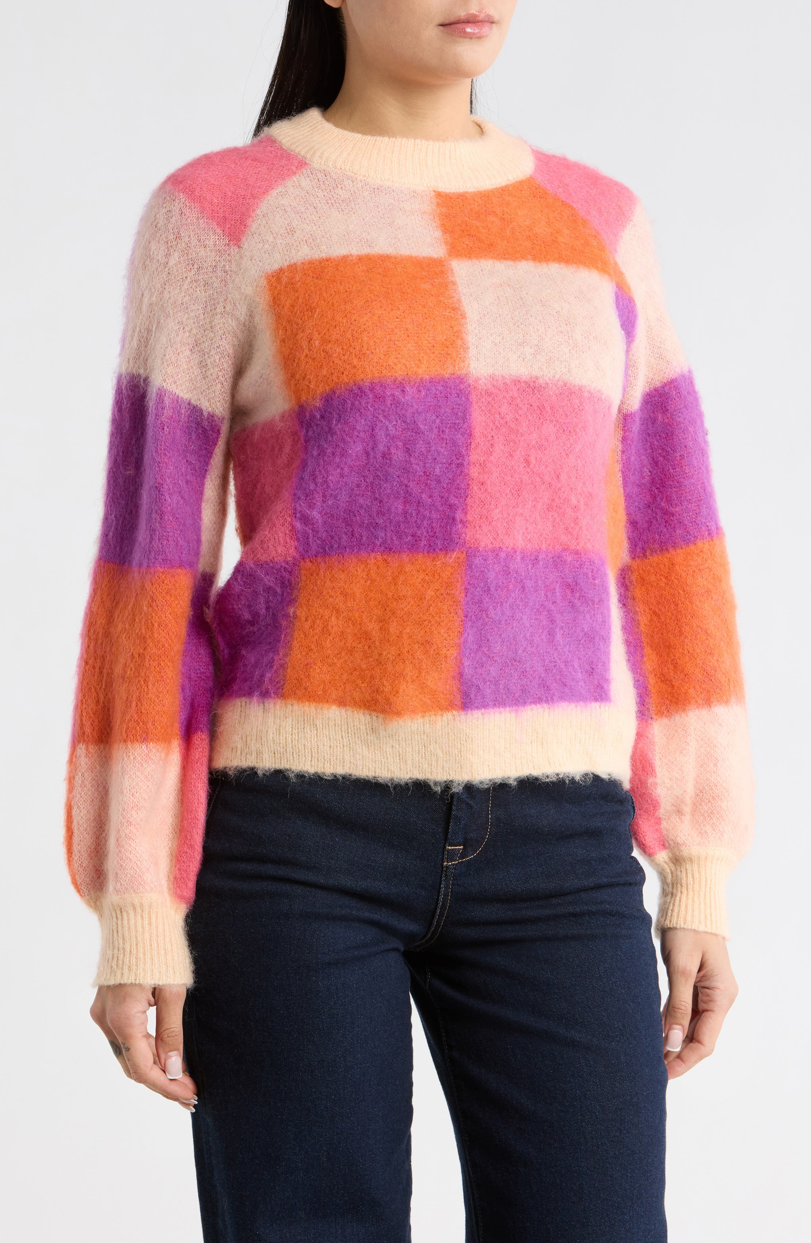 Desigual Check Raglan Sleeve Sweater