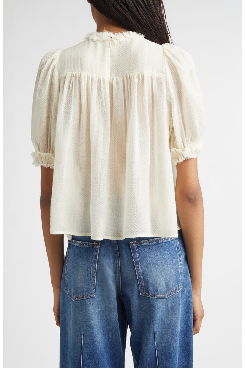 Karlyn Pintuck Wool Trapeze Top, Alternate, color, COWRIE
