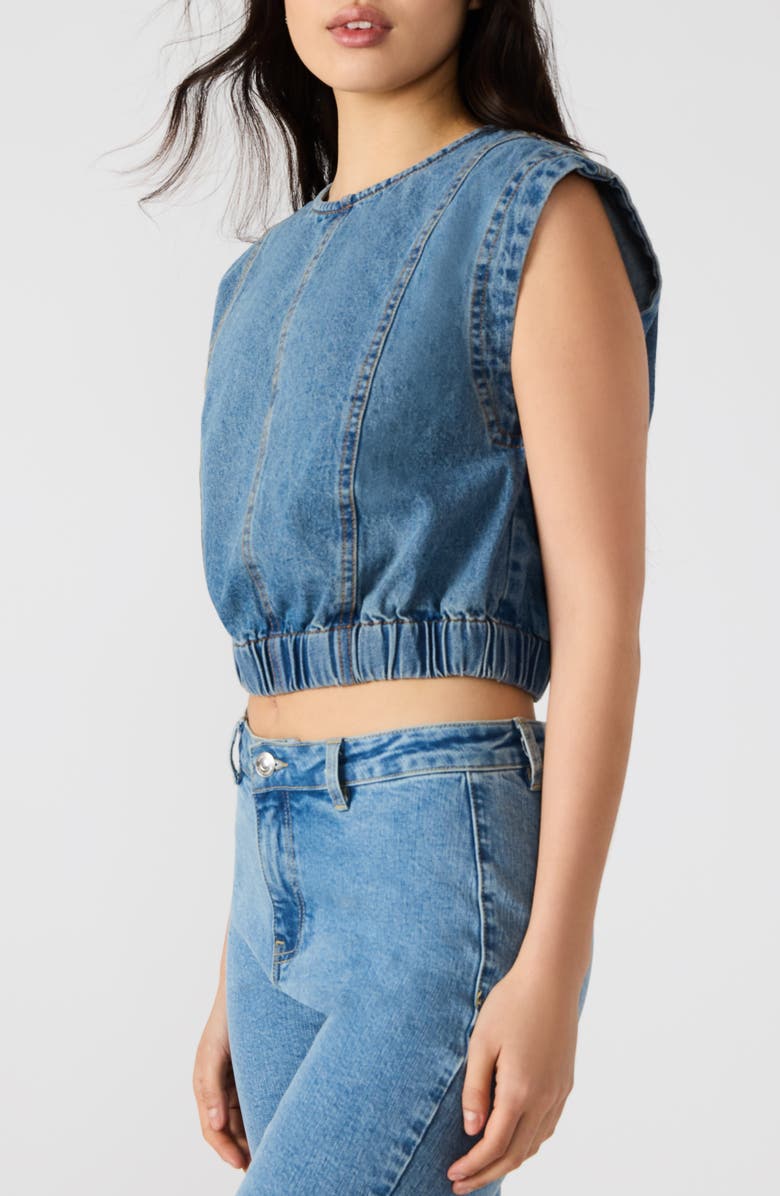 Steve Madden Leila Sleeveless Denim Crop Top, Alternate, color, 