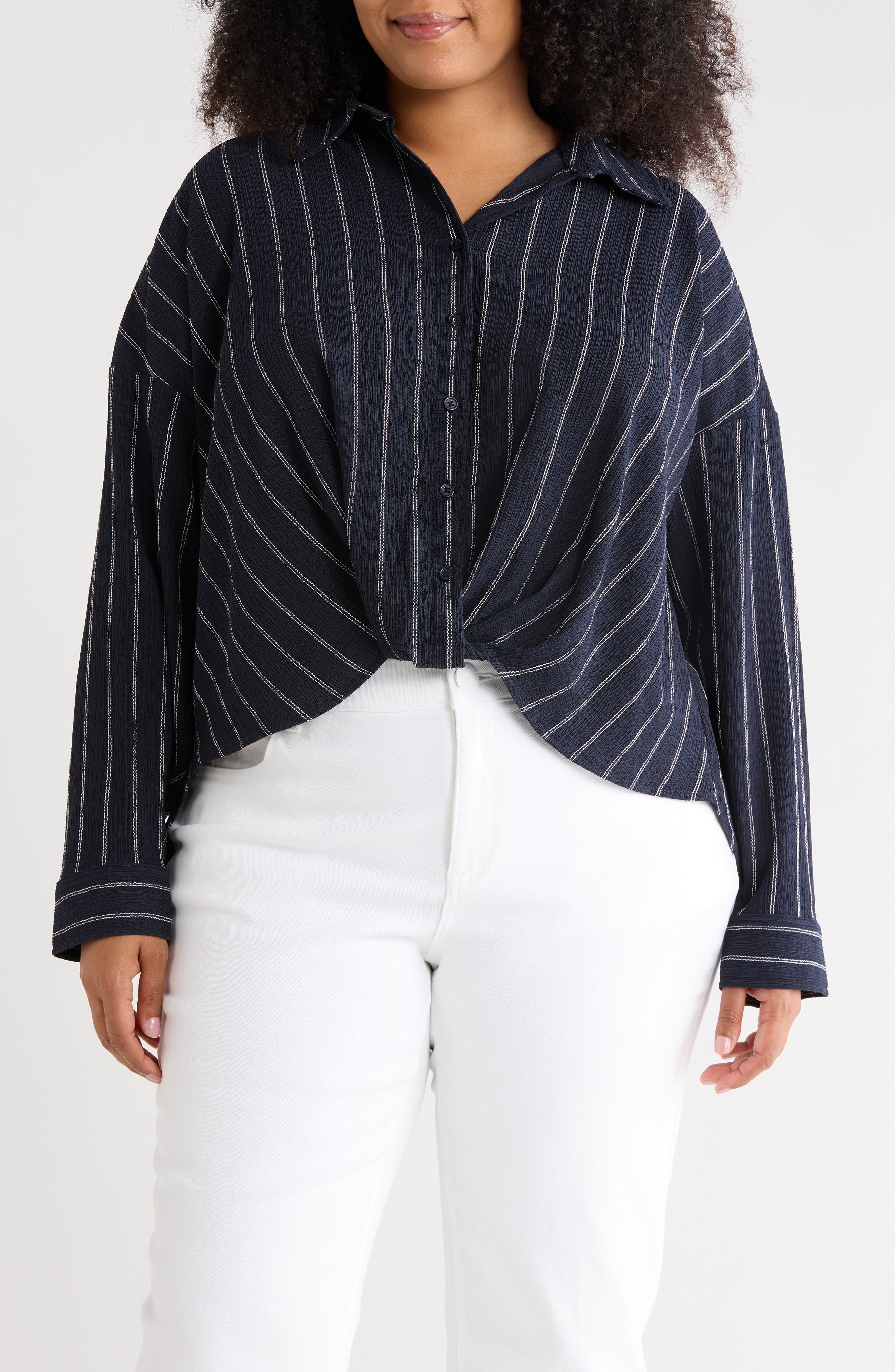 selected NAVY- IVORY REVA STRIPE