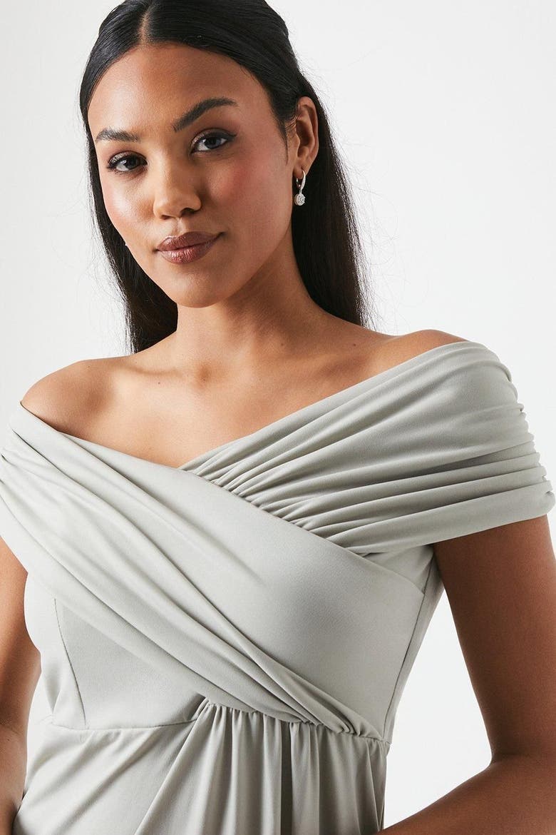Bardot Ruched Jersey Bridesmaid Dress, Alternate, color, Sage