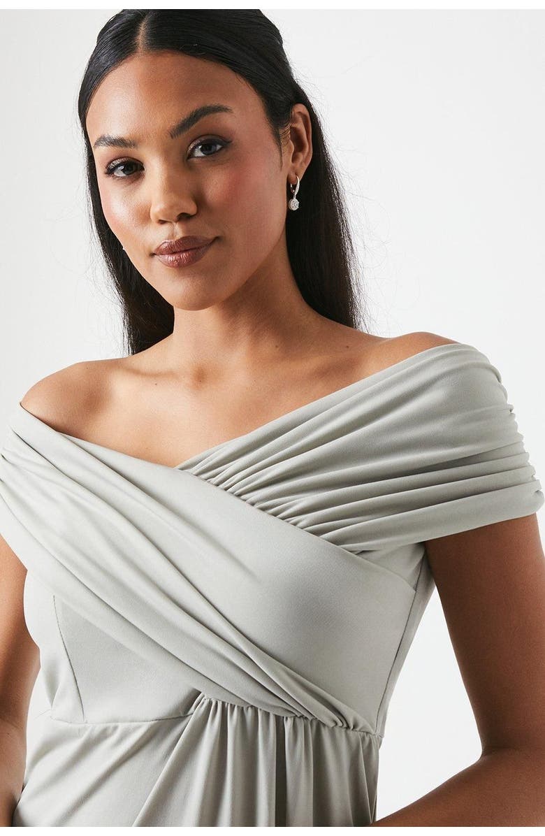 Coast Bardot Ruched Jersey Bridesmaid Dress, Alternate, color, Sage