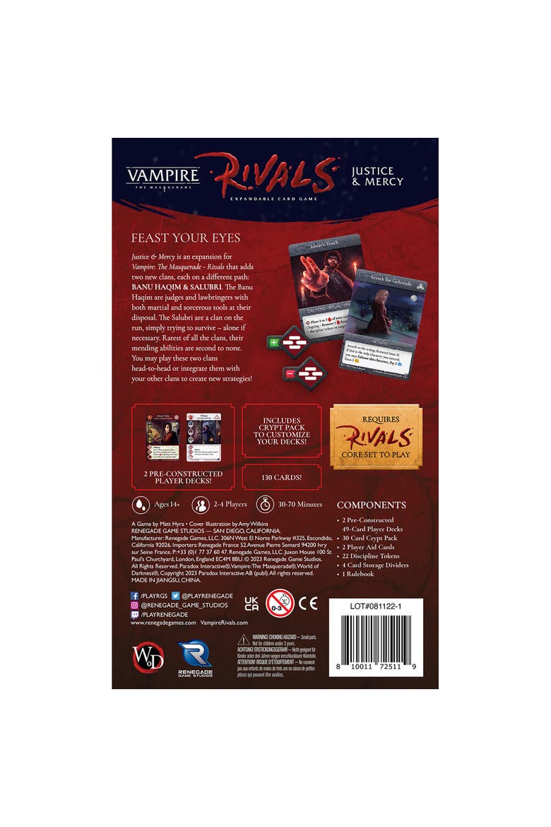 Vampire The Masquerade Rivals Expandable Card Game Justice & Mercy, Alternate, color, Multicolored