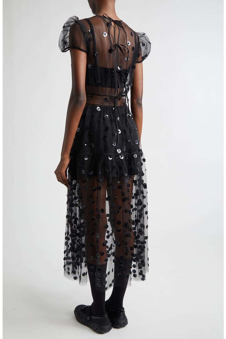 CBnanna Sequin Blossom Tulle Dress, Alternate, color, BLACK SEQUIN BLOSSOM TULLE