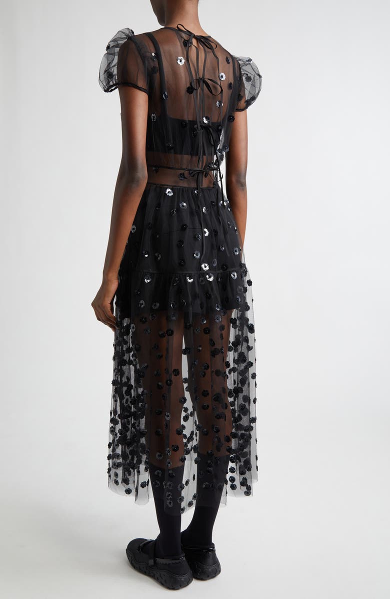 Cecilie Bahnsen CBnanna Sequin Blossom Tulle Dress, Alternate, color, Black Sequin Blossom Tulle