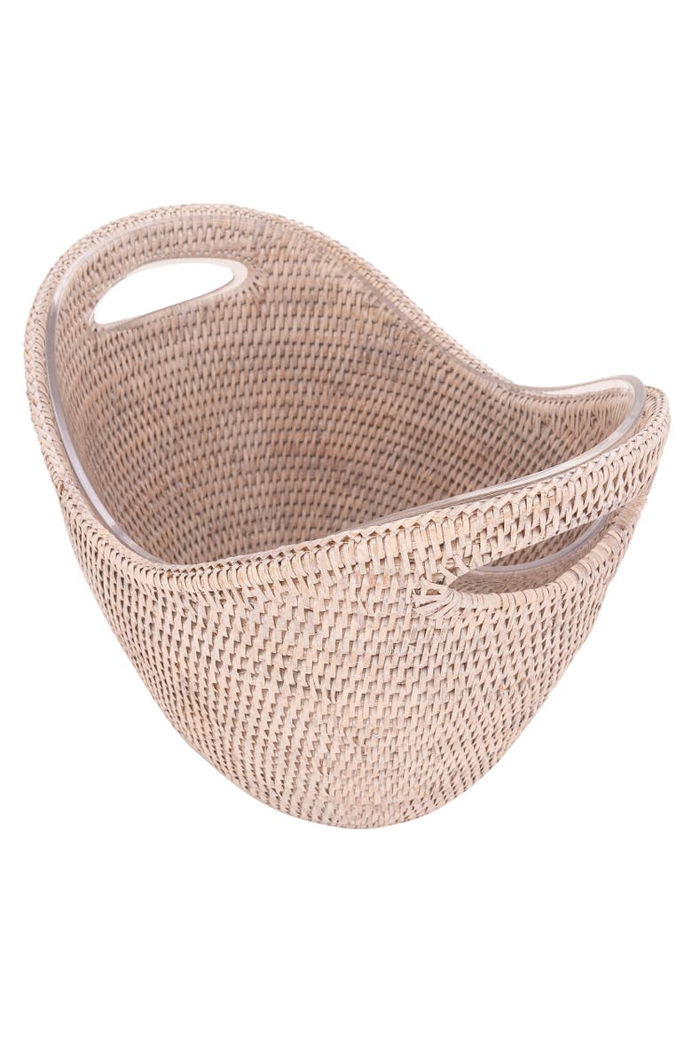 Artifacts Rattan Champagne Bucket with Acrylic Insert, Main, color, White Wash
