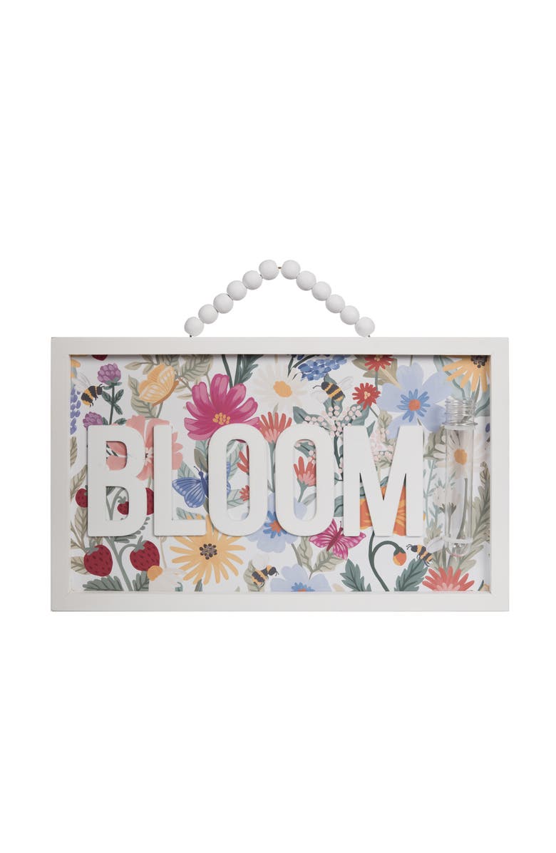 Transpac MDF Bloom Sign with Bud Vase Multicolored for Spring Wall and Entryway Decor, Main, color, Multicolored