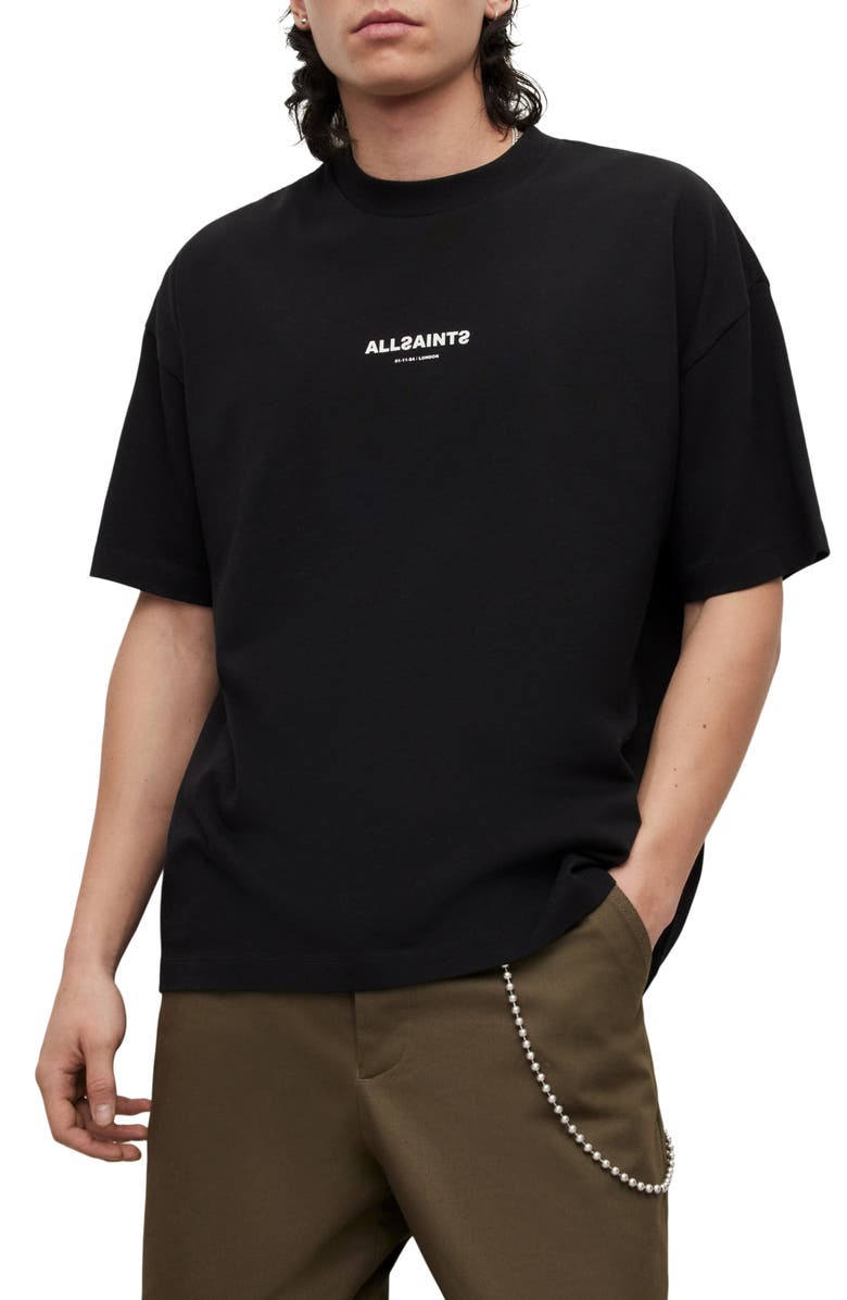 AllSaints Subverse Logo Graphic Tee, Main, color, Jet Black