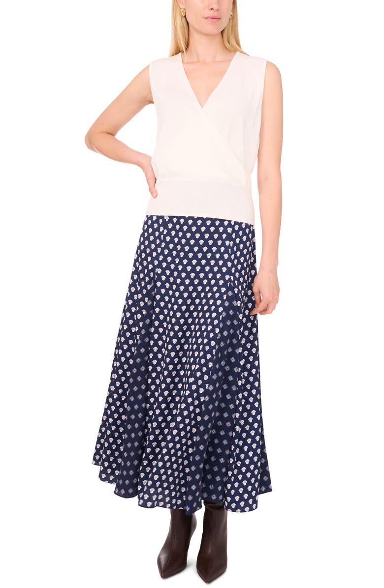 1.STATE Foulard Print Godet Maxi Skirt, Alternate, color, Classic Navy
