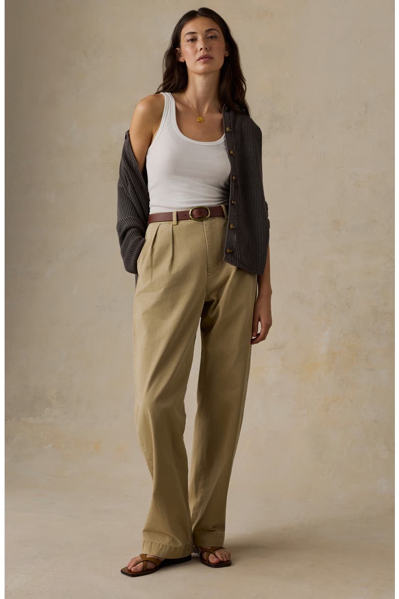 Seafarer Wide Leg Pleated Chino Pants, Alternate, color, KHAKI