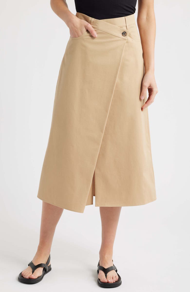 COS Asymmetric Organic Cotton Midi Skirt, Main, color,