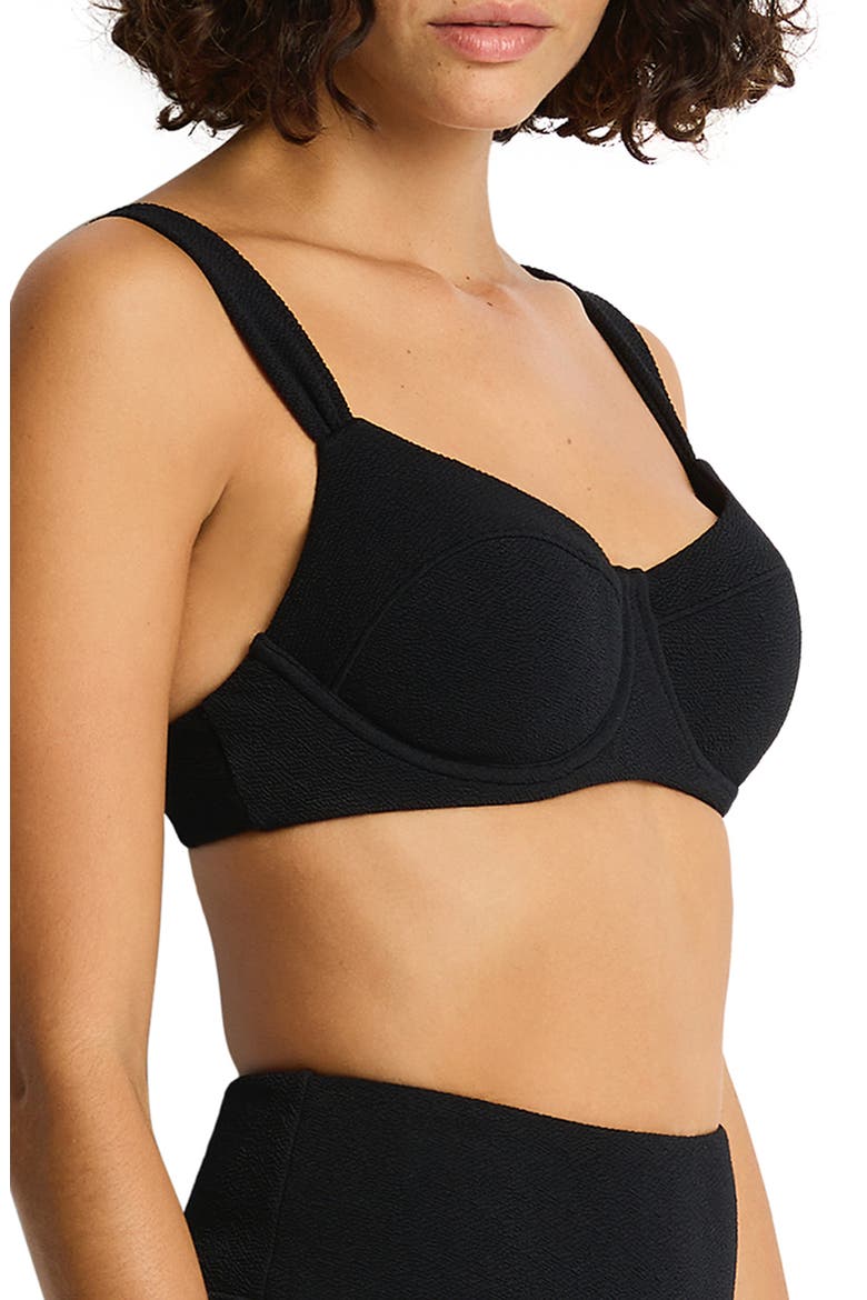 Underwire Balconette Bikini Top, Alternate, color, BLACK