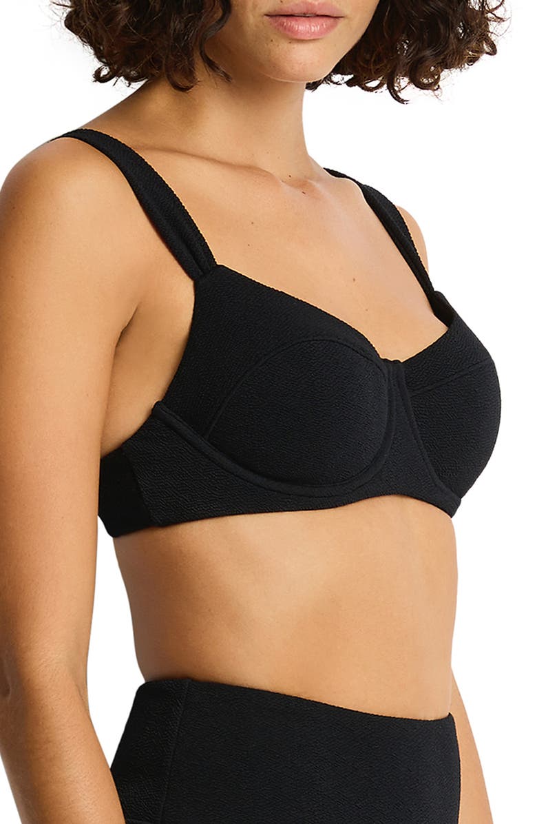 Sea Level Underwire Balconette Bikini Top, Alternate, color, Black