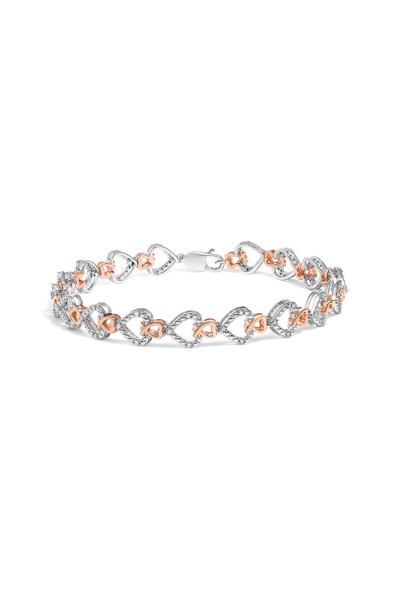 10K Rose and White Gold 1/4 Cttw Diamond Infinity Loop and Swirl Link Bracelet, Main, color, White Gold