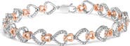 Haus of Brilliance 10K Rose Gold Plated Sterling Silver 1/4 Cttw Diamond Heart Link Bracelet