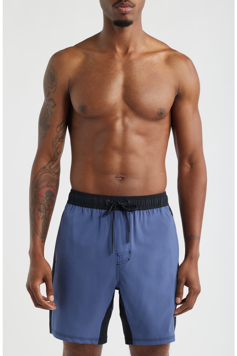 Tempo Wordmark Performance Drawstring Shorts, Main, color, BLUE