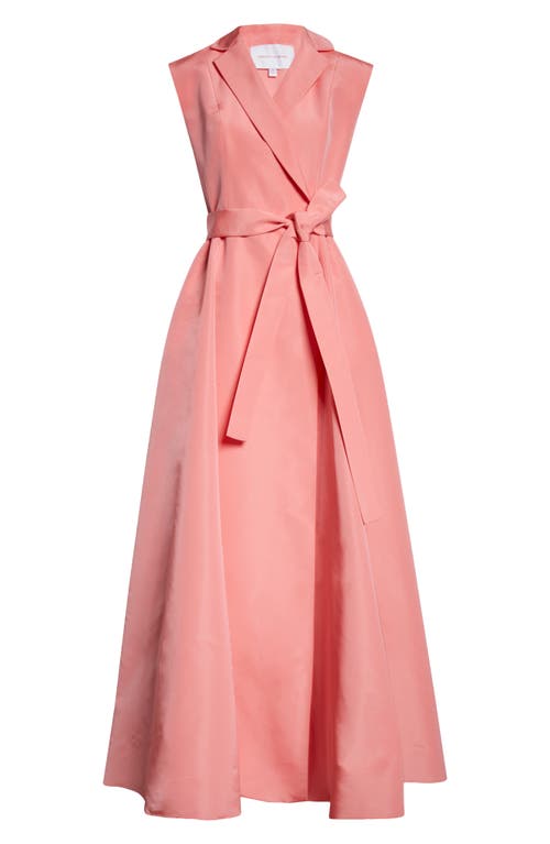 Carolina Herrera Sleeveless Silk Faille Belted Trench Gown In Sunset