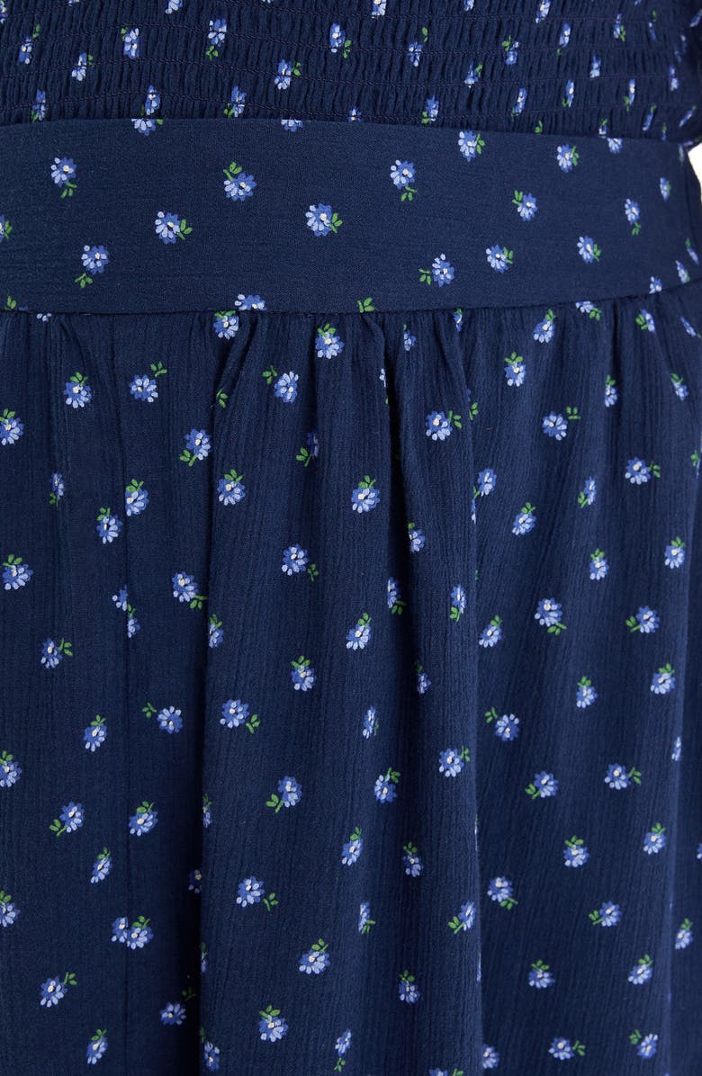 Madewell Floral Crinkle Cotton Skirt, Alternate, color, Classic Indigo